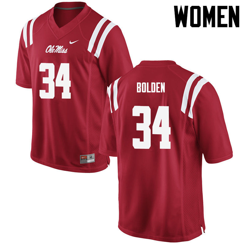 Brandon Bolden Ole Miss Rebels NCAA Women's Red #34 Stitched Limited College Football Jersey YUO3058UK